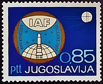 Марка почтовая. "XVIII конгресс Международной федерации астронавтов". 1967 год, Югославия.