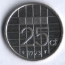 Монета 25 центов. 1993 год, Нидерланды.