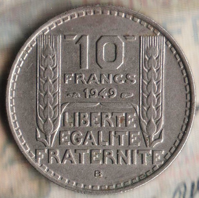 Монета 10 франков. 1949(B) год, Франция.