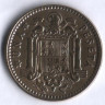 Монета 1 песета. 1963(65) год, Испания.