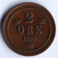 Монета 2 эре. 1895 год, Швеция.