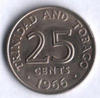 25 центов. 1966 год, Тринидад и Тобаго (колония Великобритании).
