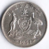 Монета 6 пенсов. 1951(m) год, Австралия.