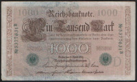 Бона 1000 марок. 1910 год "В", Германская империя.