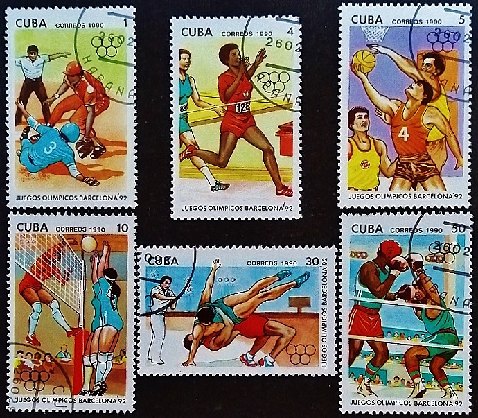 Набор почтовых марок (6 шт.). "Летние Олимпийские игры, Барселона`1992". 1990 год, Куба.