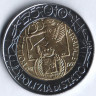 Монета 500 лир. 1997 год, Италия. 50 лет дорожной полиции.