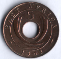 Монета 5 центов. 1941 год, Британская Восточная Африка.
