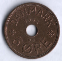 Монета 5 эре. 1932 год, Дания. N;GJ.