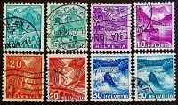 Набор почтовых марок (8 шт.). "Пейзажи". 1934-1942 годы, Швейцария.