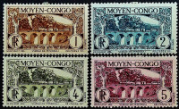 Набор марок (4 шт.). "Виадук Миндули". 1933 год, Среднее Конго.