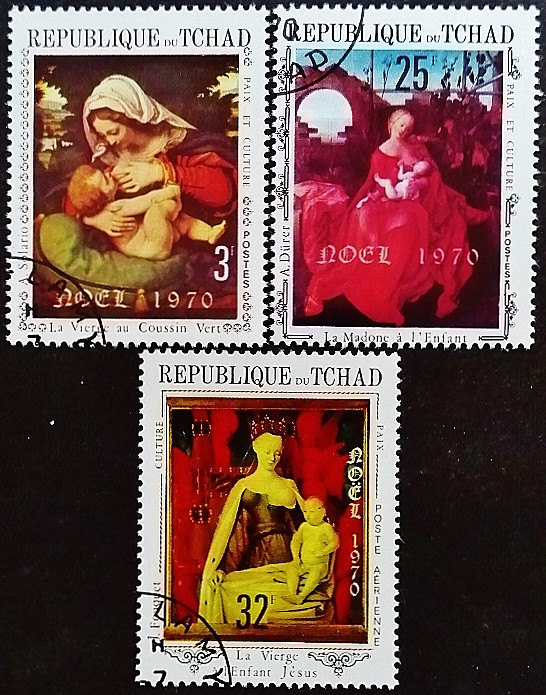Набор почтовых марок (3 шт.). "Рождество - 1970 (I)". 1970 год, Чад.