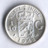 Монета 1/10 гульдена. 1941(P) год, Нидерландская Индия.