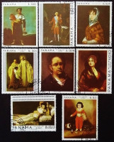 Набор почтовых марок (8 шт.). "Картины Гойя". 1967 год, Панама.