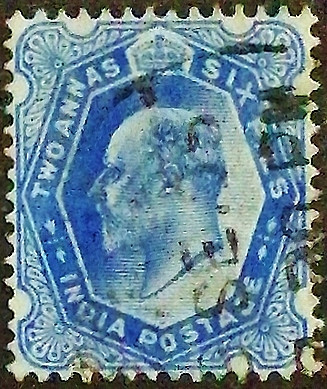 Почтовая марка (2`6 an.). "Король Эдуард VII". 1902 год, Британская Индия.