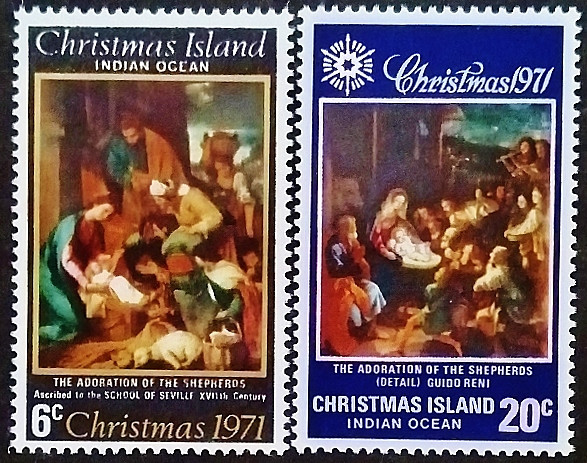 Набор марок  (2 шт.). "Рождество". 1971 год, Остров Рождества.