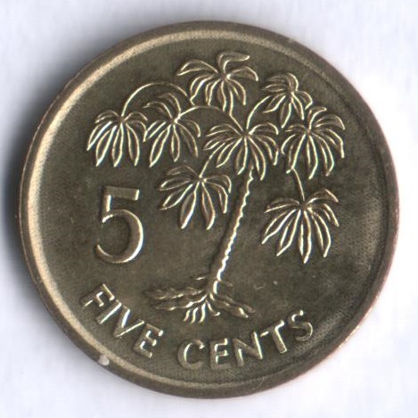 Монета 5 центов. 2007 год, Сейшельские острова.