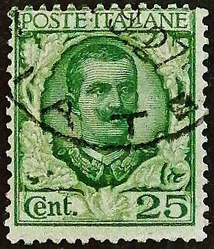 Почтовая марка (25 c.). "Витторио Эммануил III". 1926 год, Италия.