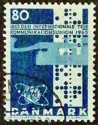 Почтовая марка. "Столетие Международного союза электросвязи". 1965 год, Дания.