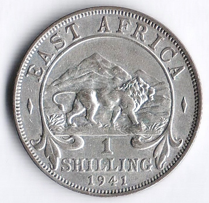 Монета 1 шиллинг. 1941(I) год, Британская Восточная Африка.