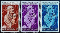 Набор марок (3 шт.). "Святая Екатерина Сиенская". 1962 год, Ватикан.