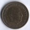 Монета 1 песета. 1963(66) год, Испания.