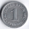 Монета 1 пфенниг. 1917 год (E), Германская империя.