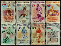 Набор марок (8 шт.). "Олимпийские чемпионы". 1957 год, Доминиканская Республика.