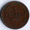 Монета 1 пфенниг. 1872(B) год, Мекленбург-Шверин.
