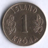 Монета 1 крона. 1969 год, Исландия.