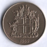 Монета 1 крона. 1969 год, Исландия.