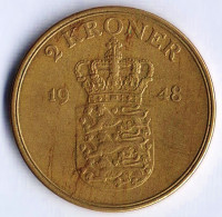 Монета 2 кроны. 1948(N;S) год, Дания.