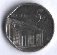 Монета 5 сентаво. 1998 год, Куба. Конвертируемая серия.