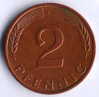 Монета 2 пфеннига. 1979(F) год, ФРГ.