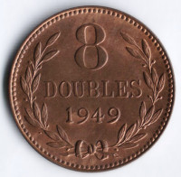 Монета 8 дублей. 1949 год, Гернси.
