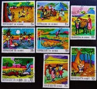 Набор почтовых марок (8 шт.). "Легенды Африки". 1968 год, Гвинея.