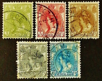 Набор марок (5 шт.). "Королева Вильгельмина". 1899-1921 годы, Нидерланды.