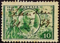 Почтовая марка (10 c.). "Генерал Янис Балодис". 1938 год, Латвия.