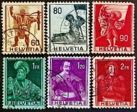 Набор почтовых марок (6 шт.). "Исторические презентации". 1941 годы, Швейцария.