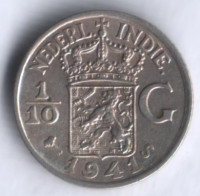 Монета 1/10 гульдена. 1941(S) год, Нидерландская Индия.