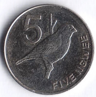 Монета 5 нгве. 2014 год, Замбия.