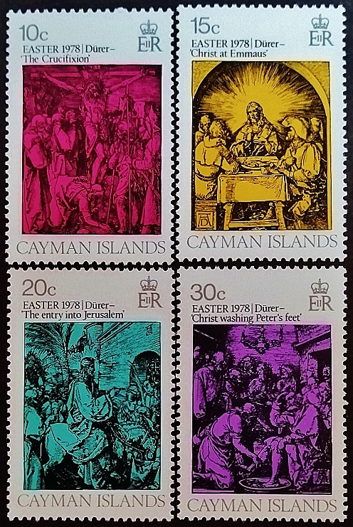 Набор марок (4 шт.). "Пасха - Картины Альбрехта Дюрера". 1978 год, Каймановы острова.