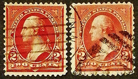 Набор почтовых марок (2 шт.). "Джорж Вашингтон". 1897-1903 годы, США.