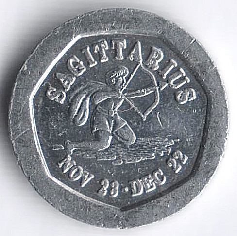 Национальный транспортный токен 10 пенсов "Стрелец". 1994 год, Великобритания. Тип 1.