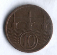 10 геллеров. 1922 год, Чехословакия.