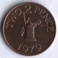 Монета 2 пенса. 1979 год, Гернси.