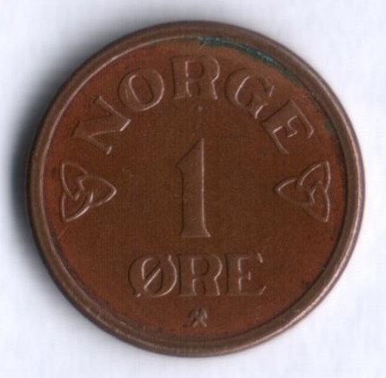 Монета 1 эре. 1954 год, Норвегия.