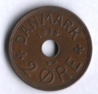 Монета 2 эре. 1935 год, Дания. N;GJ.