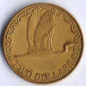 Монета 2 доллара. 1999 год, Новая Зеландия.