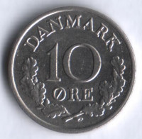 Монета 10 эре. 1969 год, Дания. C;S.