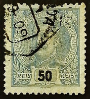 Почтовая марка (50 r.). "Король Карлос I". 1892 год, Португалия.